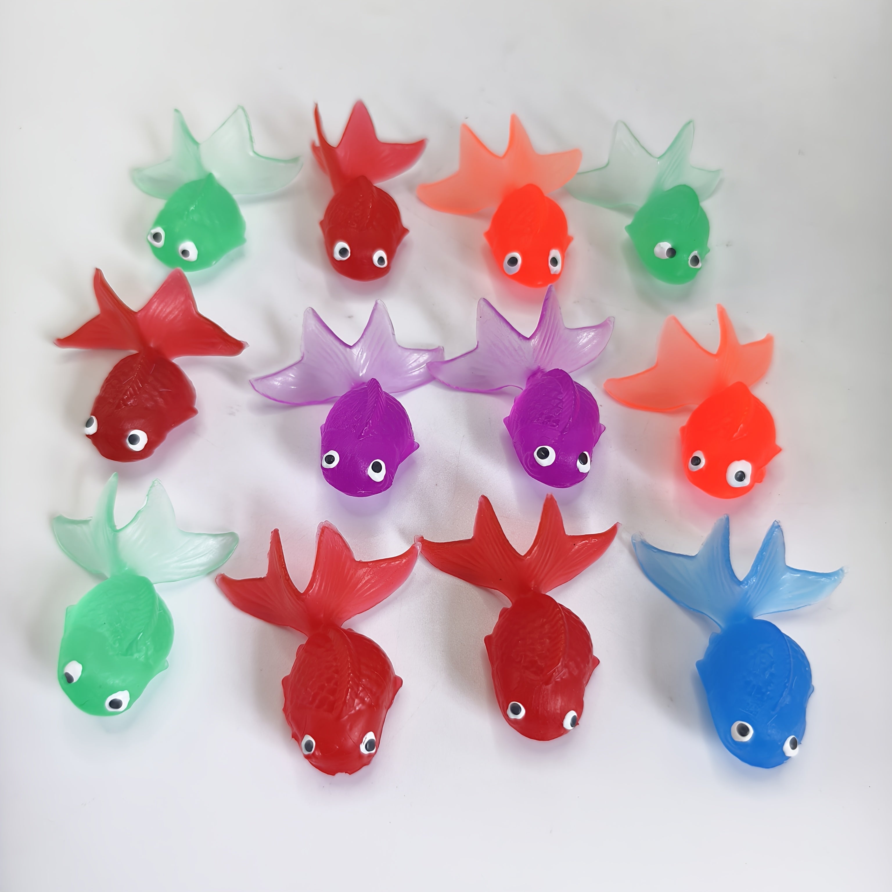 12pcs Kids' Summer Fun Floating Goldfish Toy Soft Rubber