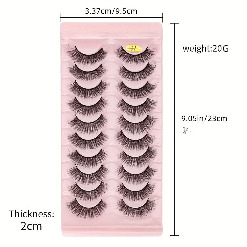 10 Pairs 7D Curling Volume False Eyelashes Natural Thick Big Eye Makeup Lashes