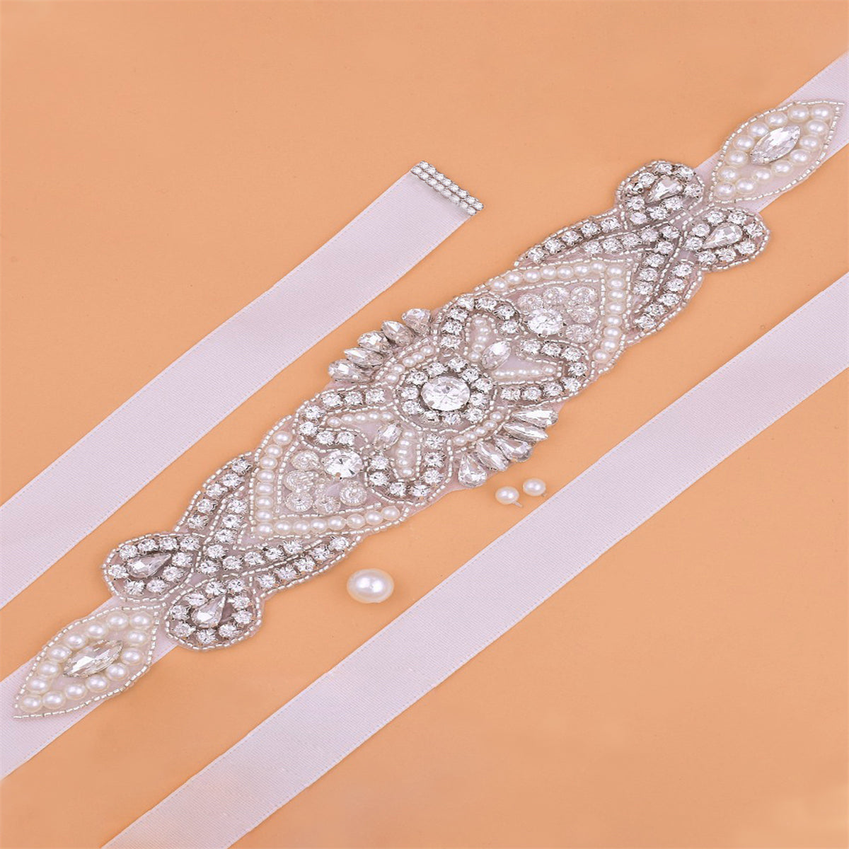 Rhinestone Bridal Belt Wedding Dress Waist Chain Sash Faux Pearl Belt