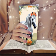 20oz Stainless Steel Horse Pattern Vacuum Cup with Lid