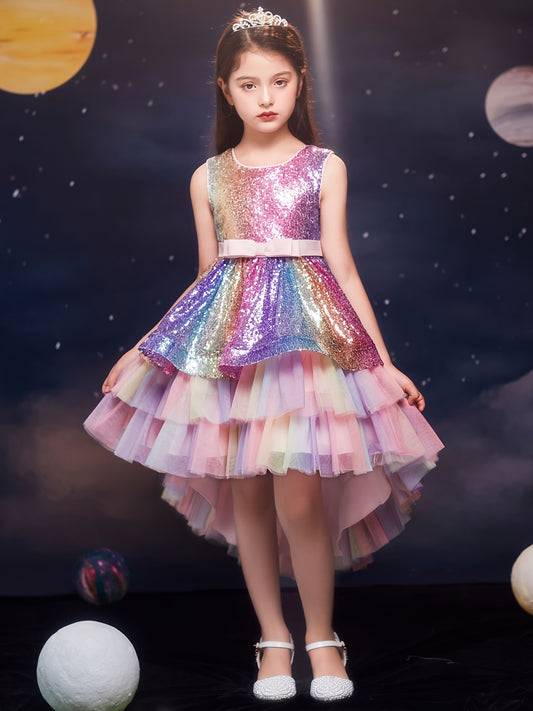 Sparkle Princess Dress High Low Tulle Tutu Gown for Girls