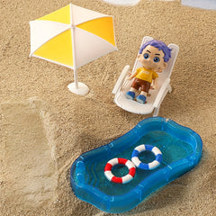 Mini Pool Float Umbrella Beach Chair Set for Dollhouse