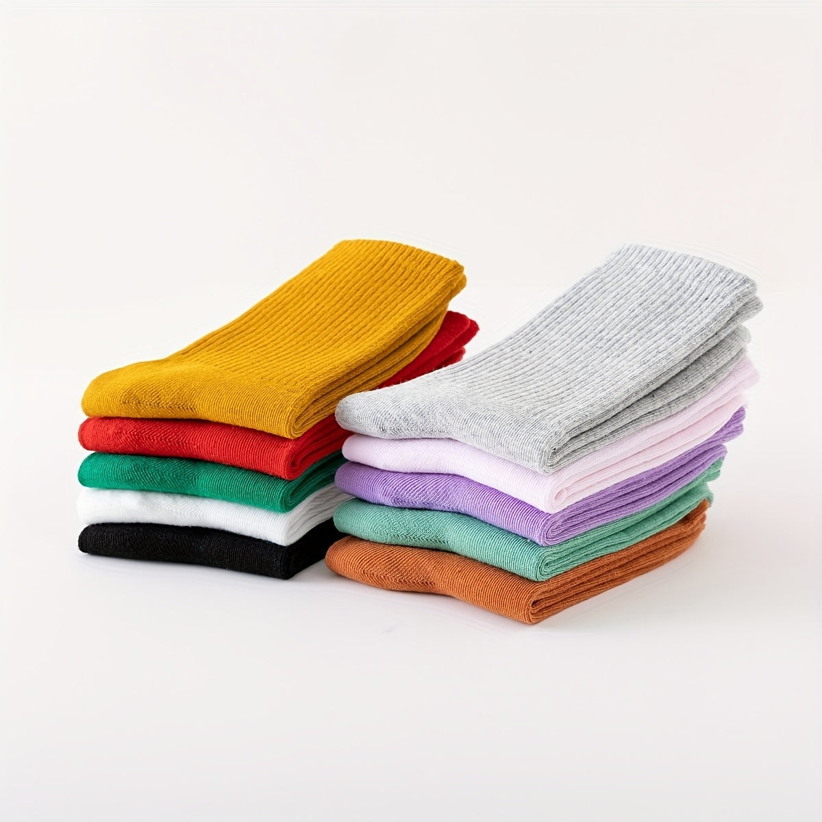 10 Pairs Solid Mid Tube Socks Women's Stockings