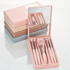 5pcs Mini Makeup Brush Set with Case & Mirror
