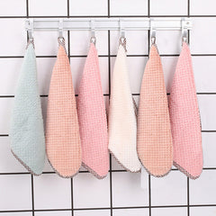 4pcs Thickened Dish Towel Hanging Hand Towels Kitchen Rag