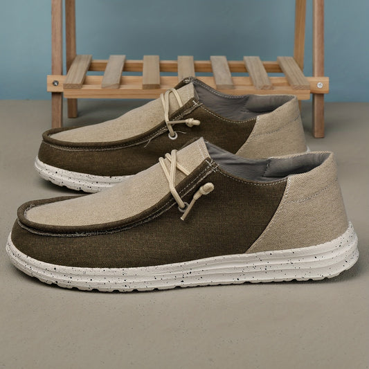 Men's Canvas Slip on Loafer Shoes Lace Up Casual Vintage