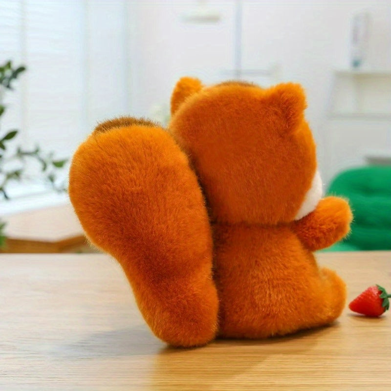 Squirrel Plush Toy Doll Soft Orange Stuffed Animal for Kids' Birthdays