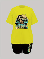 Letter Print Lounge Set Top & Shorts Women's Loungewear