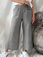  Casual Pants Women's Stripe Print High Rise Straight Leg Pants