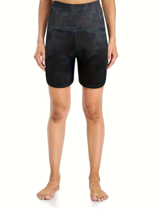 Camouflage High Waist Yoga Shorts With Pocket