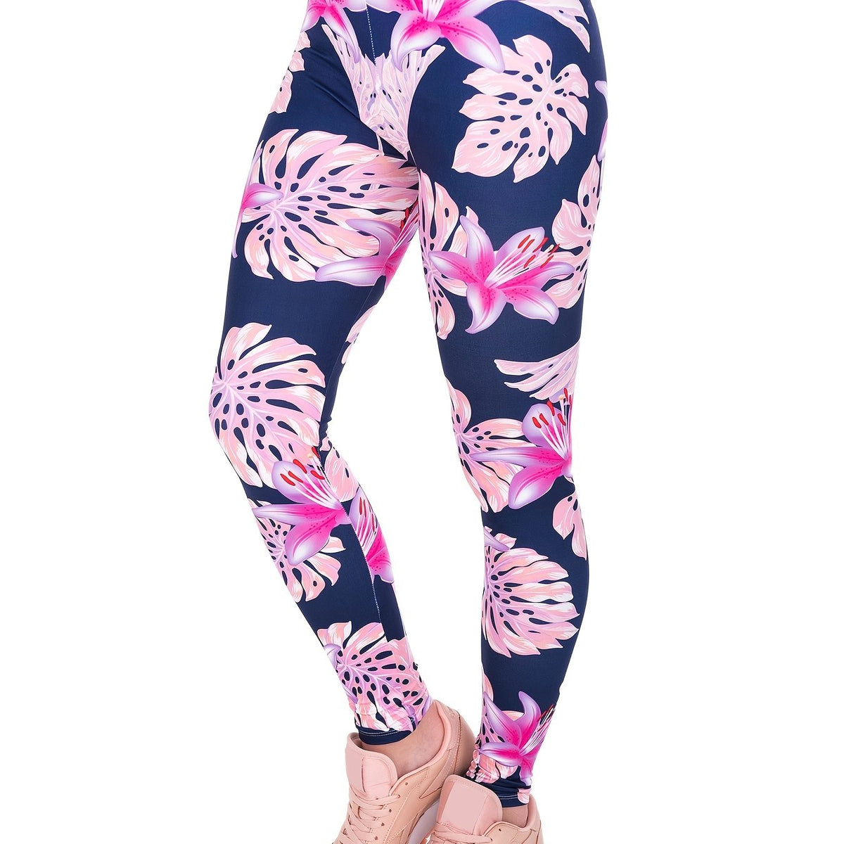 Floral Print High Waist Stretchy Leggings Skinny Long Length