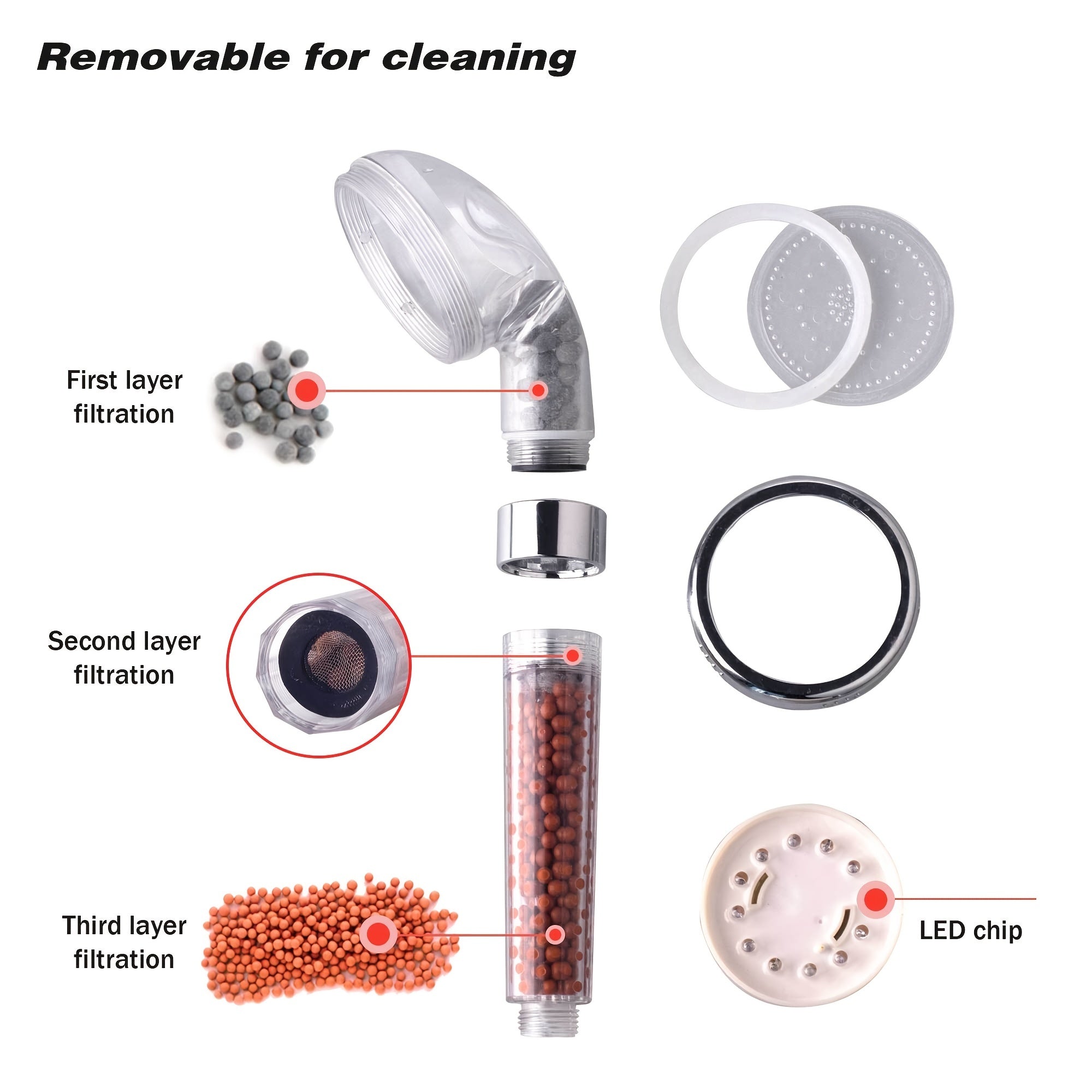 LED 7 Colors Shower Head Automatic Changing Light Water Saving High Pressure