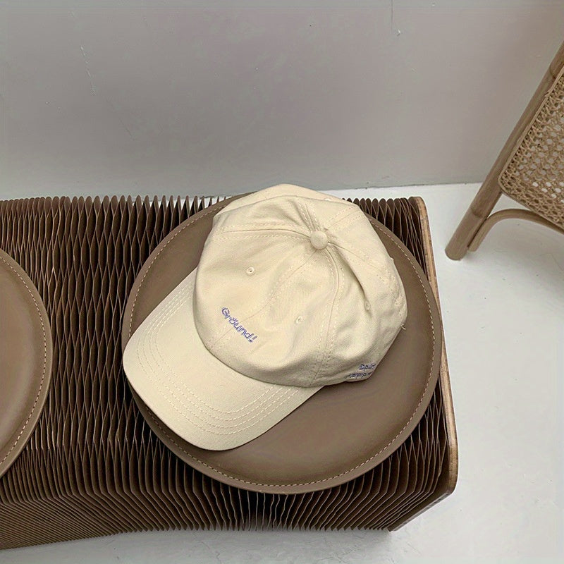 Letter Embroidery Baseball Cap Solid Cotton Sun Hat Adjustable Casual Dad Hats