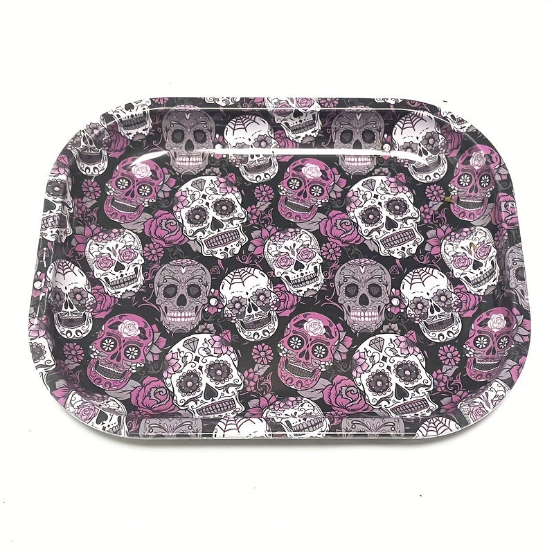 Halloween Skull Rolling Tray Metal Cartoon Washable Fruit Plate