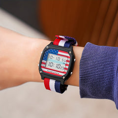 3024 Electronic Watch Woven Strap LED Display Time date