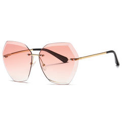 Vintage Square Sunglasses Women Stylish Rimless Oversized Sun Protection