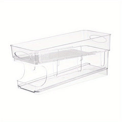 Clear Refrigerator Beverage Holder Can Storage Rack Drawer, Double Layer