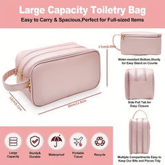 Women's Water Resistant Makeup Bag - PU Leather Cosmetic Bag