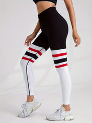 Striped Print Seamless Yoga Pants High Waist Stretchy Leggings