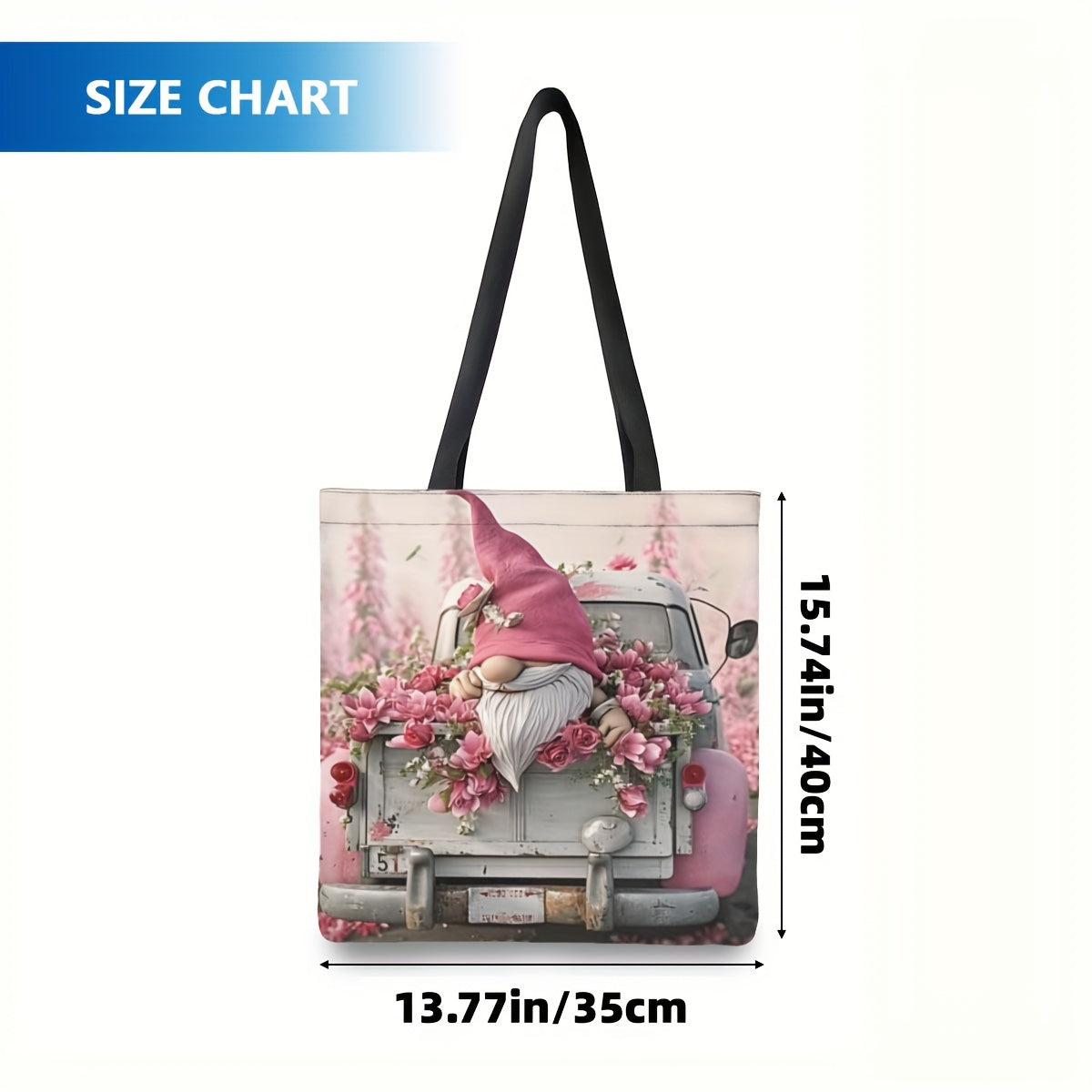 Large Capacity Gnome Themed Tote Bag for Daily Use