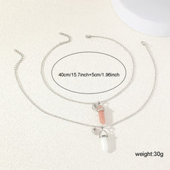 2pcs Couple Natural Stone Crystal Pendant Magnet Necklace Set Gift