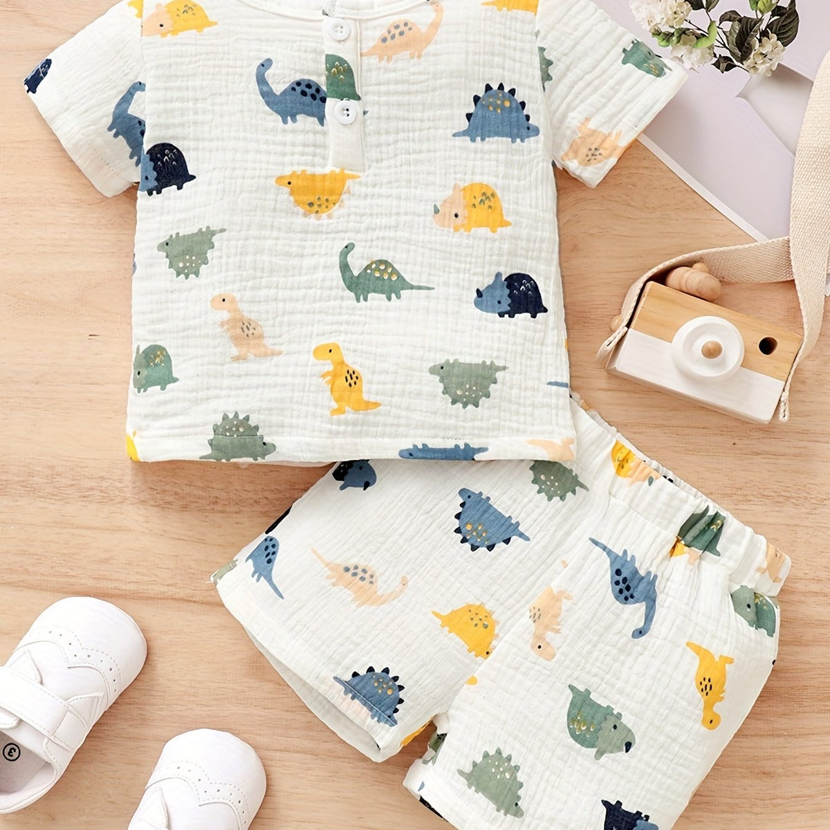 Baby Boys 2pcs Animal Pattern Short Sleeve Shorts Summer Set