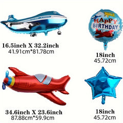 6pcs Airplane Balloons Pilot Adventure Airplane Theme Balloons