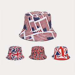 Versatile Sunshade Bucket Hat American Flag Print Sun Hat Men Women