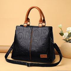 Embossed Faux Leather Shoulder Bag Women's Double Handle Purse