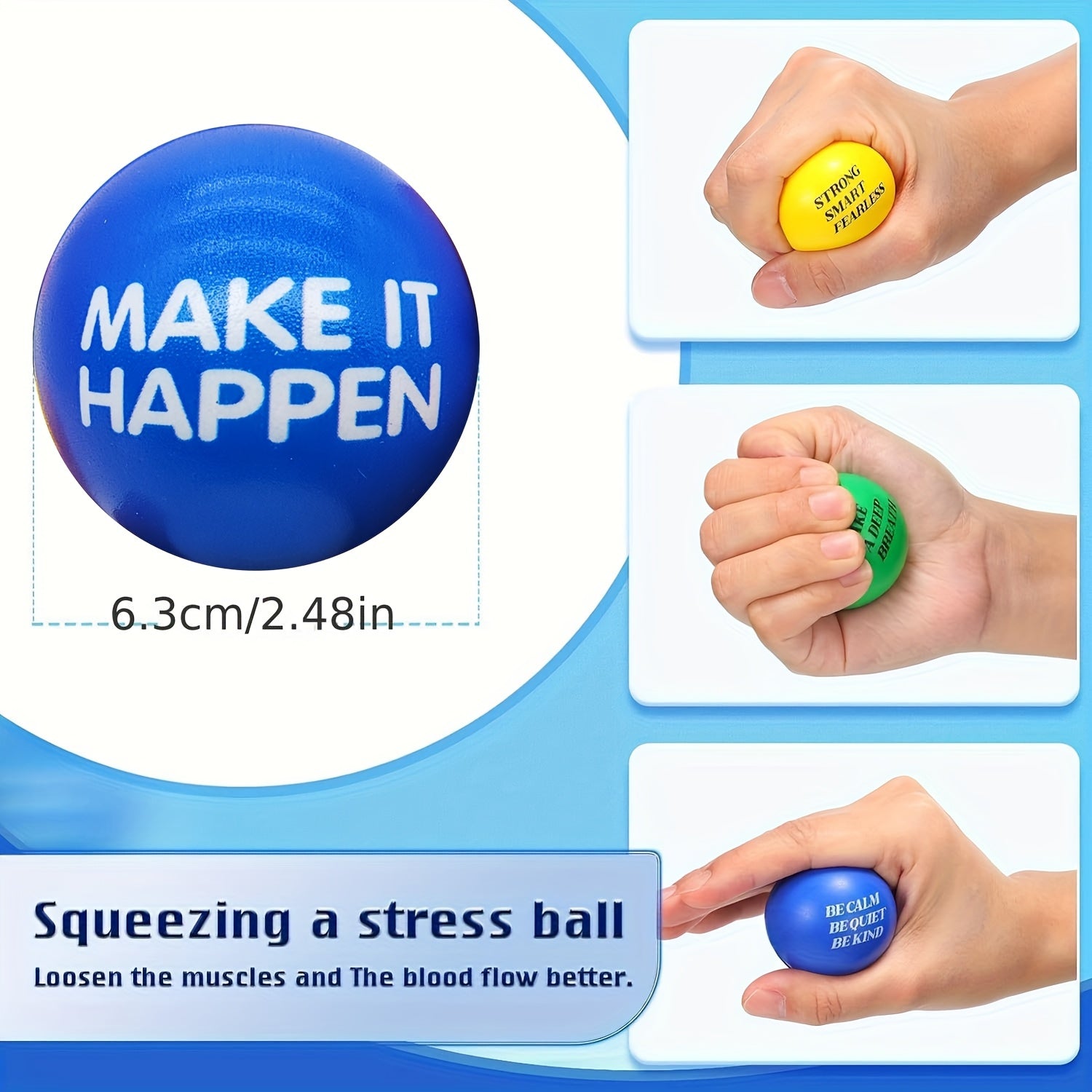 24 Pack 6" Inspirational Slogan Sponge Balls for Team Building & Relaxation