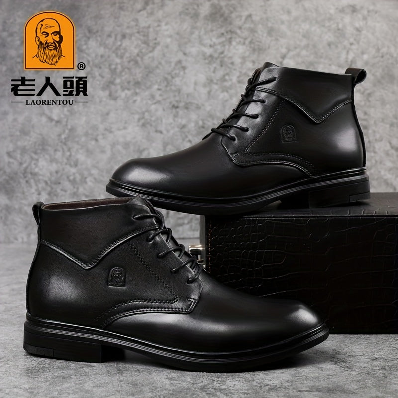 Men's Low Heel Ankle Boots Lace up Boots Casual Walking Shoes