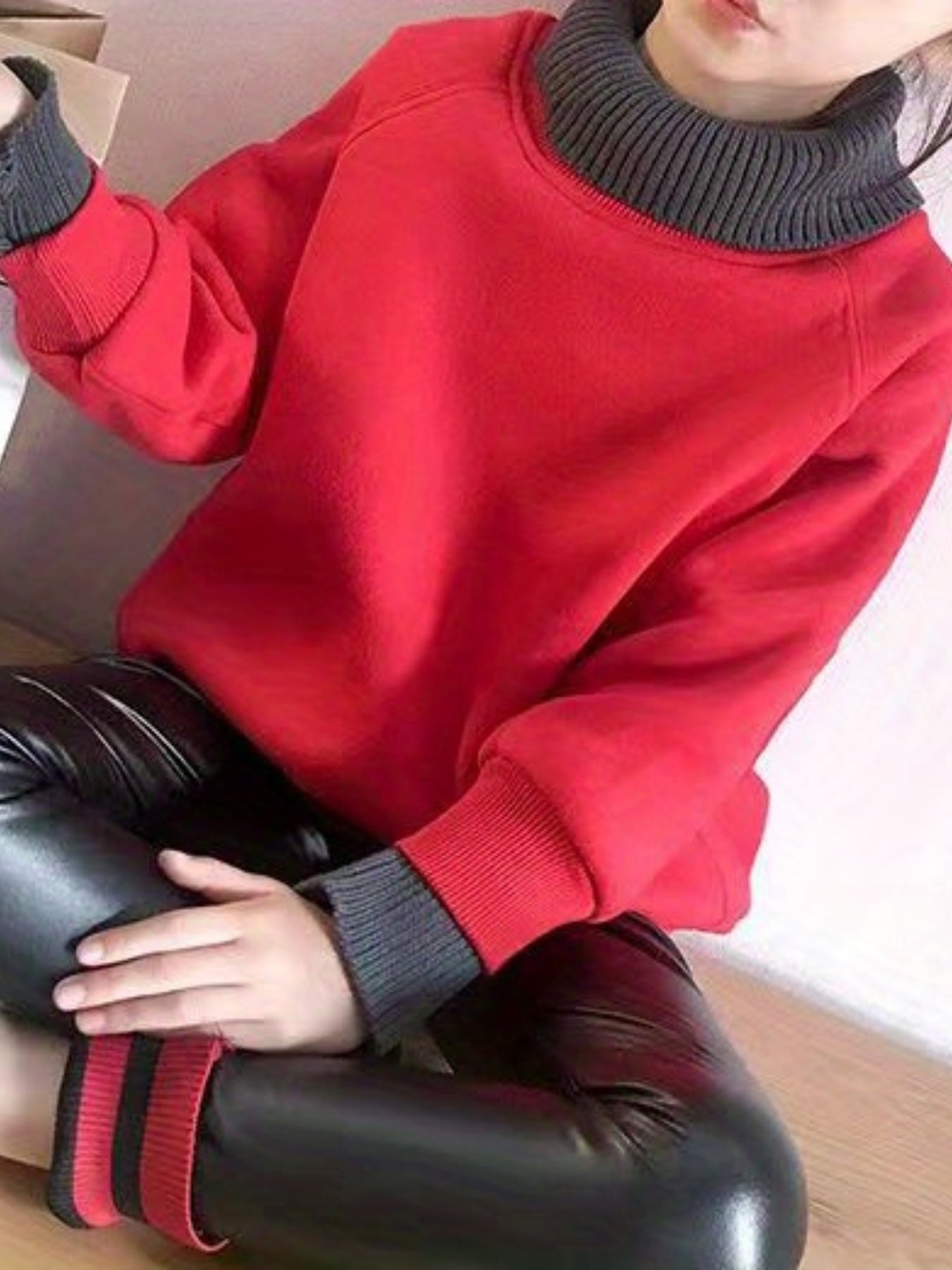 Girls Turtleneck Hoodie Sweatshirt Pullover