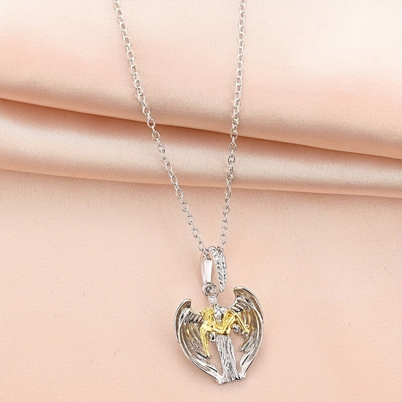Vintage Angel Pendant Necklace Men's Redemption Religious Necklace