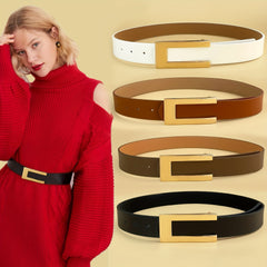 Geometric C Buckle Belt Vintage Solid PU Belt