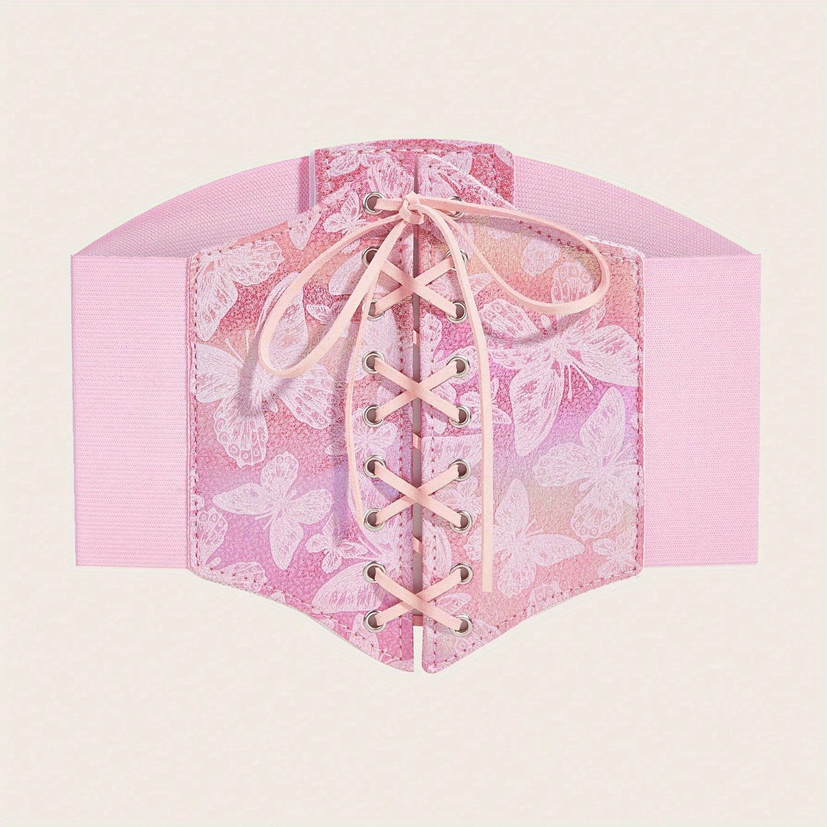 Y2K Pink Butterfly Girdle Lace Up Corset Belt