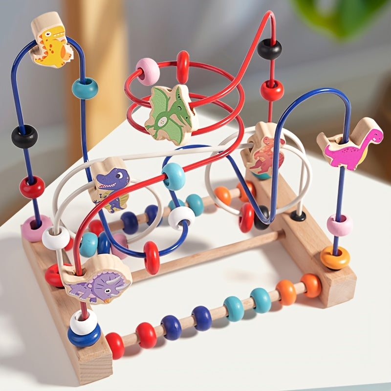 Wooden Animal Dinosaur Bead Maze Hand Eye Coordination Game