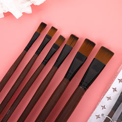 Acrylic Flat Head Brush Set for Watercolor Art Brown Beige Light Brown