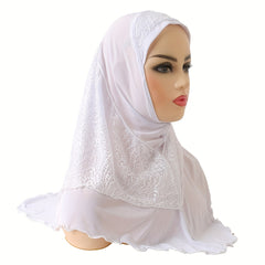 Muslim Hijab Arab Hat Lace Stitching Veil Hat for Girls