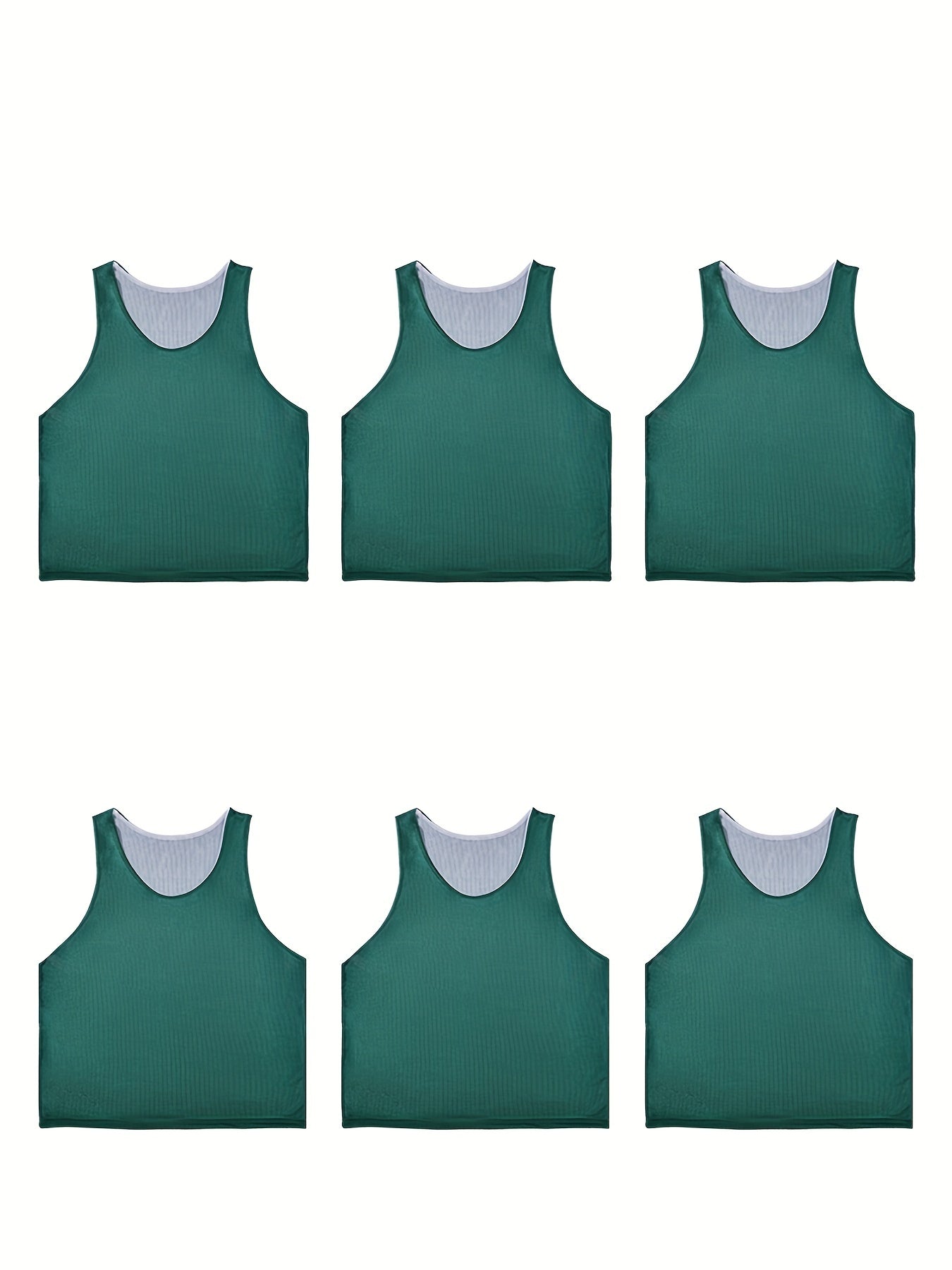 6pcs Solid Soccer Jerseys Active Mesh Sports Pinnies For Aged 12-18 120-155lbs