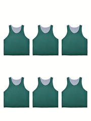 6pcs Solid Soccer Jerseys Active Mesh Sports Pinnies For Aged 12-18 120-155lbs