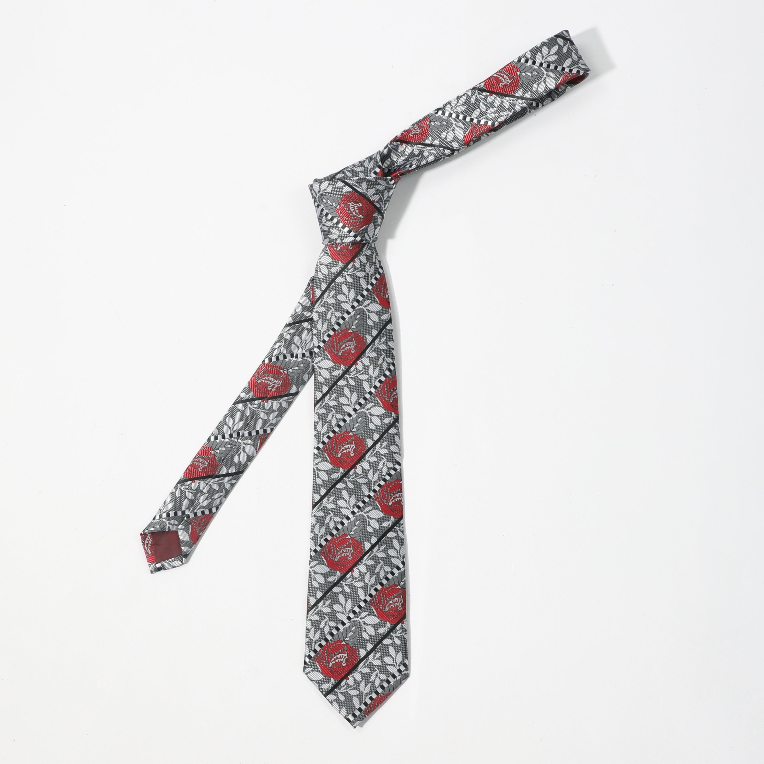 Men's Striped Rose Flower Party Necktie
