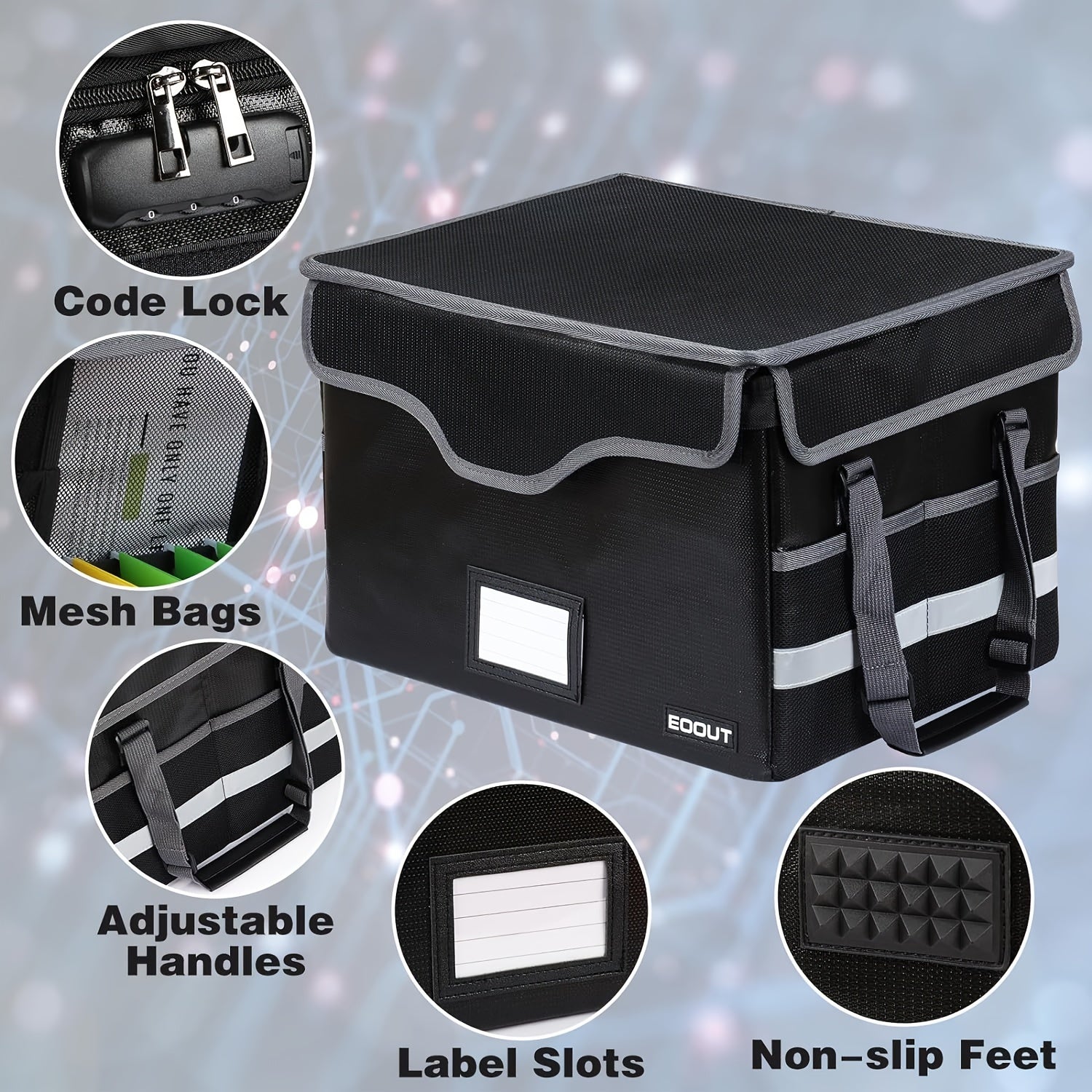 File Storage Box With Lock & Handles Portable Storage Basket