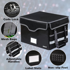 File Storage Box With Lock & Handles Portable Storage Basket
