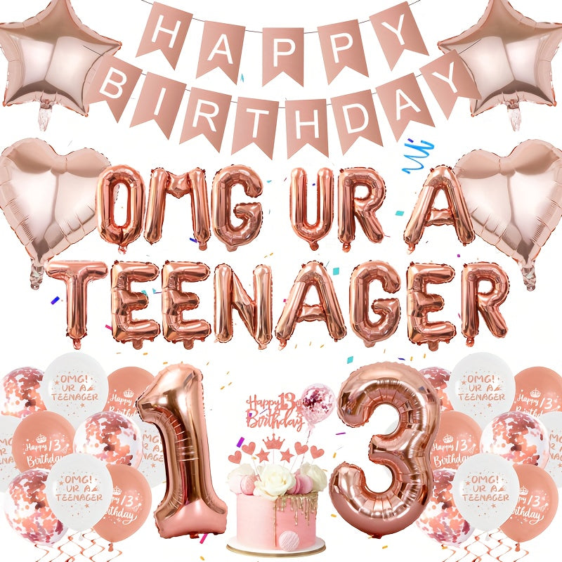 13th Birthday Decorations For Girls Rose Golden Party Supplies