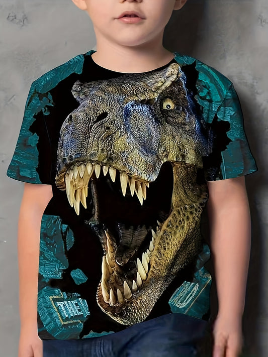 Dinosaur Print Kids T Shirt Short Sleeve Tee for Boys and Girls