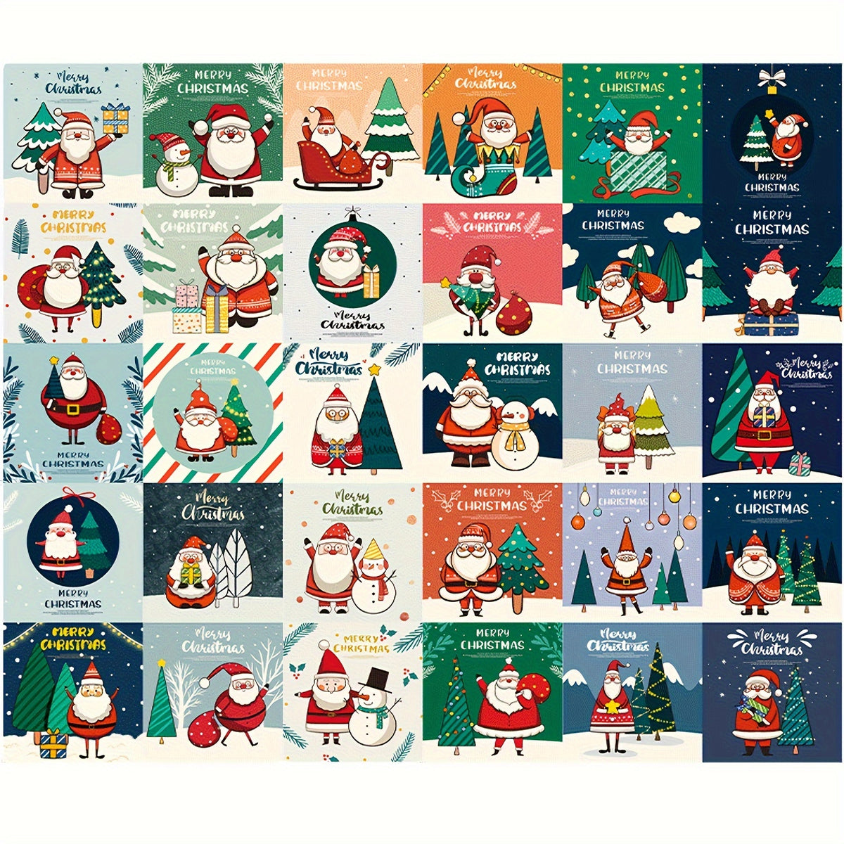 30pcs Santa Claus Blessing Small Postcard Christmas Surprise Gift Cards