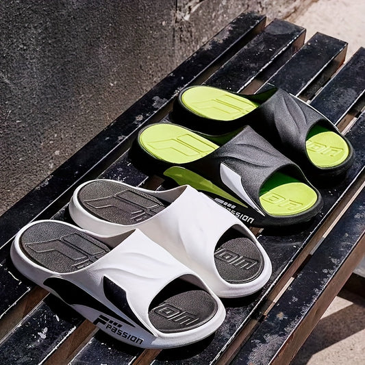 Men's Non Slip Slides Casual Slippers Open Toe for Indoor Outdoor Beach Shower