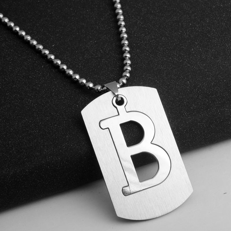 Men's Letter Pendant Necklace Stainless Steel Punk Chain A N