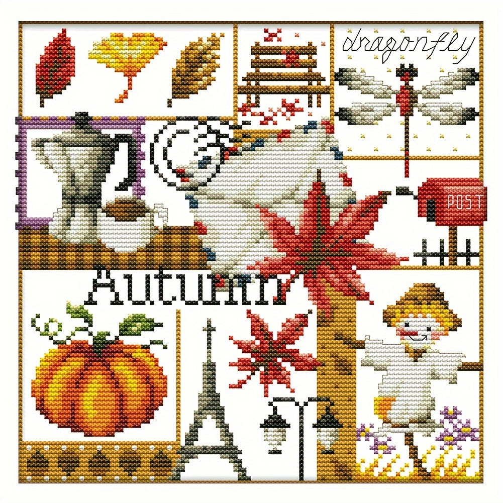 Four Seasons Stamped Cross Stitch Kit 14CT DIY Needlework Decor