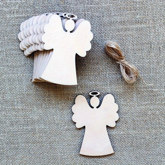 10pcs Wooden Slices Christmas Ornaments Xmas Tree Hanging Cutout Gift Tags